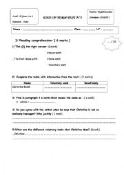 English Worksheet: End term test n 3