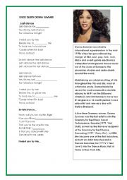 English Worksheet: Donna Summer Disco Queen