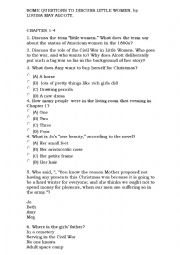 English worksheet: Discussion on Little Women Chapter 1-4