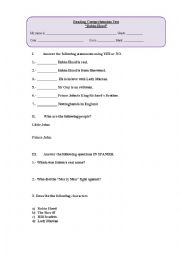 English worksheet: Robin Hood Test