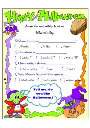 English Worksheet: Happy Halloweens Day