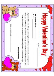 English Worksheet: Happy Valentines Day