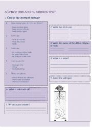 English worksheet: soils and rocks test