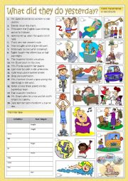 English Worksheet: What did they do yesterday?