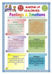 English Worksheet: Making up Dialogues: Feelings & Emotions