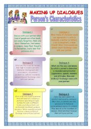 English Worksheet: Making up Dialogues: Persons Characteristics