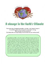 English Worksheet: A Change in the Earths Climate