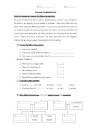 English Worksheet: Reading Comperhension