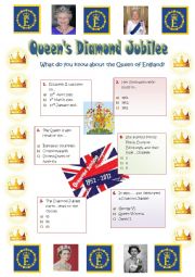 English Worksheet: QUEENS DIAMOND JUBILEE - A QUIZ