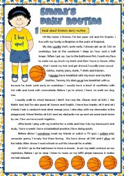 English Worksheet: Emmas daily routine - *5 tasks*