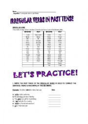 English Worksheet: Irregular verbs in past tense 