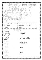 English Worksheet: in the living room