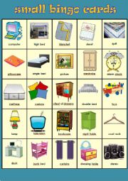 English Worksheet: BINGO GAME BEDROOM PART 2 of 2