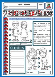 English Worksheet: WHAT ARE THEY WEARING? - 2