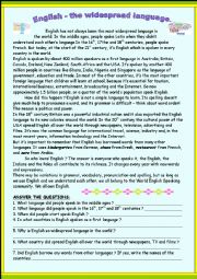 English Worksheet: English - the widespread language