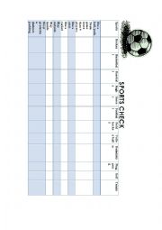 English Worksheet: Sports Checklist