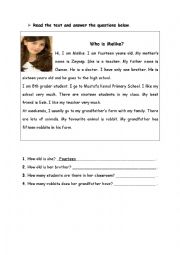 English worksheet: Who is Melike?