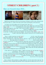 English Worksheet: STREET CHILDREN ( part 2 )