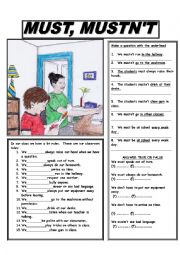 English Worksheet: MUST AND MUSTNT