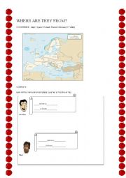 English worksheet: where are they from