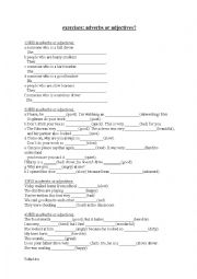 English Worksheet: adverbs and adjectives