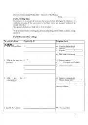 English worksheet: problem solution essay