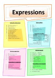 English Worksheet: Expression list: making offers, suggestions, requests and asking for information
