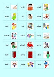 English Worksheet: BASIC VERBS DOMINO - 1/2