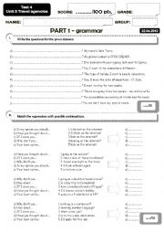 A 4-page test for students of tourism industry