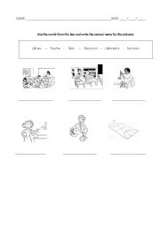 English worksheet: Places at school