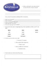 English Worksheet: Ratatouille