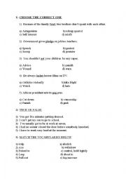 English worksheet: a vocabulary test