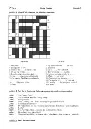 English Worksheet: crossword