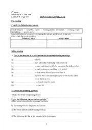 English Worksheet: 9th gr, module 6 lesson3 :HOW TO BE COOPERATIVE