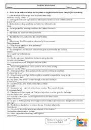 English Worksheet: Rephrasing (2) 11th (several grammar structures)(With KEY) 