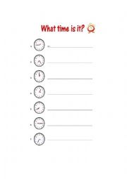 English worksheet: what time is it?