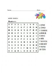 English Worksheet: Number word search