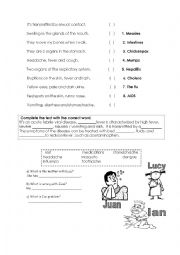 English Worksheet: health problems