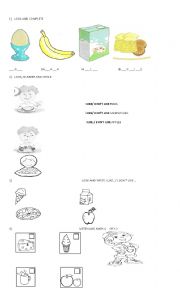 English worksheet: food