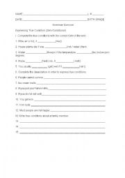 English Worksheet: Zero Conditional