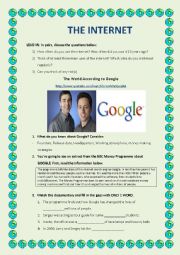 English Worksheet: The Internet: THE WORLD ACCORDING TO GOOGLE (lesson plan) 