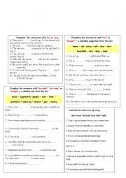 English Worksheet: Too-Enough