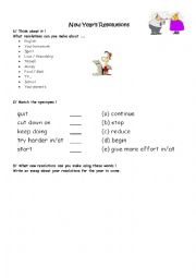 English Worksheet: New Years Resolutions