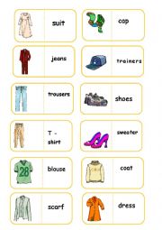 English Worksheet: clothes domino