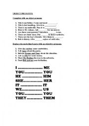 English Worksheet: OBJECT PRONOUNS