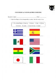 English Worksheet: Countries & Nationalities