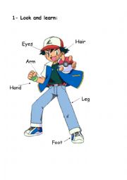 English Worksheet: BODY PARTS POKEMON