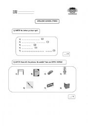 English worksheet: school objects