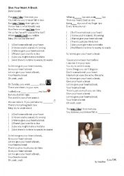 English Worksheet: Give Your Heart a Break
