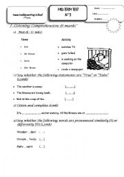 English Worksheet: mid term test3